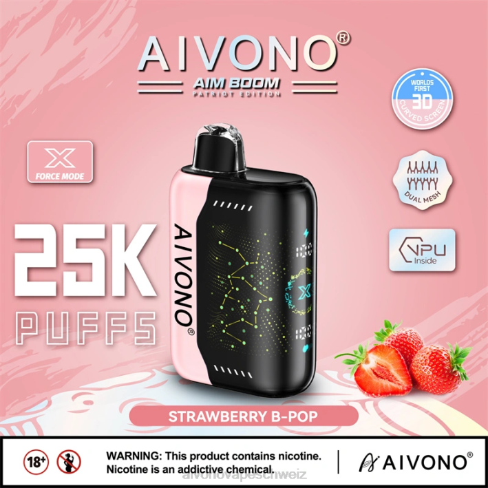 Aivono AIM BOOM 25000 Erdbeer-B-Pop - 0640352 Aivono Vape