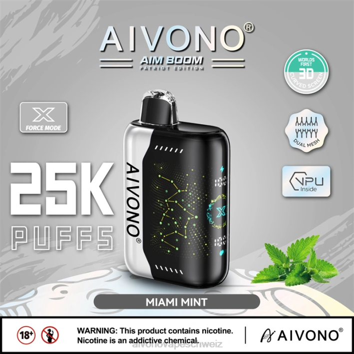 Aivono AIM BOOM 25000 Miami-Minze - 0640349 Aivono Vape
