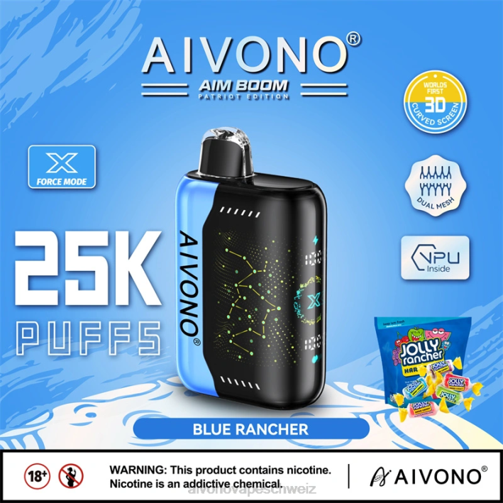 Aivono AIM BOOM 25000 blauer Rancher - 0640344 Aivono Vape Schweiz