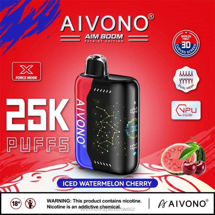 Aivono AIM BOOM 25000 eisgekühlte Wassermelonenkirsche - 0640347 Aivono Vape Schweiz