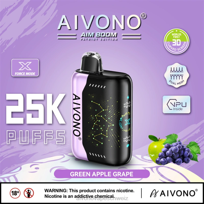 Aivono AIM BOOM 25000 grüne Apfeltraube - 0640346 Aivono Vape