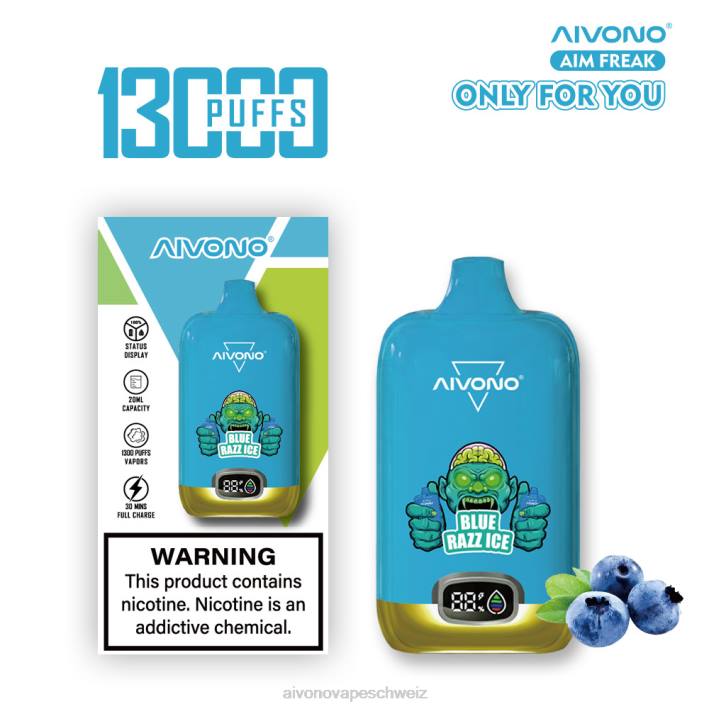 Aivono AIM FREAK 13000 blaues Razz-Eis - 0640242 Aivono Vape Schweiz
