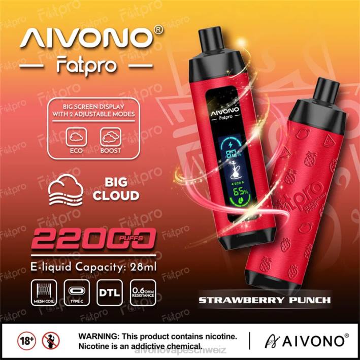 Aivono Fatpro 22000 Erdbeerpunsch - 06408 Aivono Vape Schweiz
