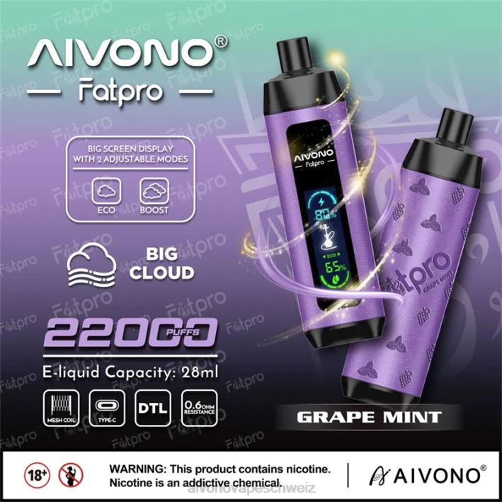 Aivono Fatpro 22000 Traubenminze - 06402 Aivono Vape Schweiz