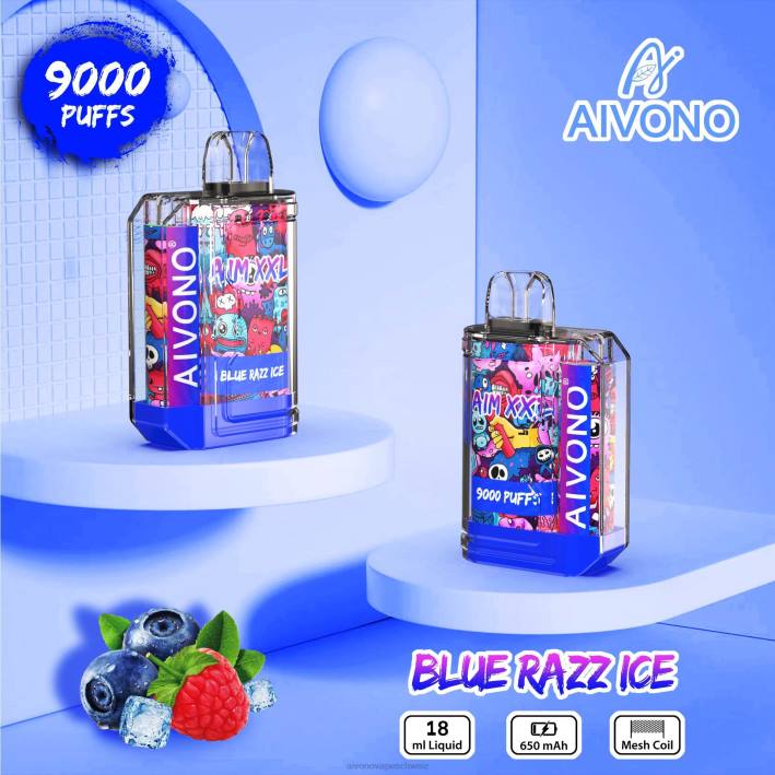 Aivono AIM XXL 9000 Mundaufkleber transparent blaues Razz-Eis - 064054 Aivono Schweiz