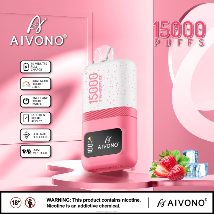 Aivono AIM magic 15000 Erdbeereis - 064071 Aivono Vape Schweiz