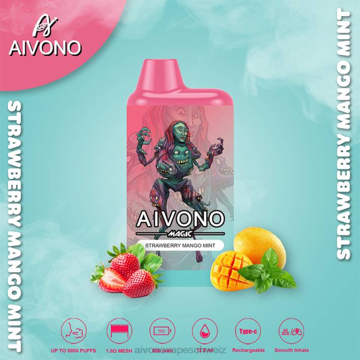 Aivono AIM MAGIC 5800 Mundbox-Zigarette Erdbeer-Mango-Minze - 064097 Aivono Vape