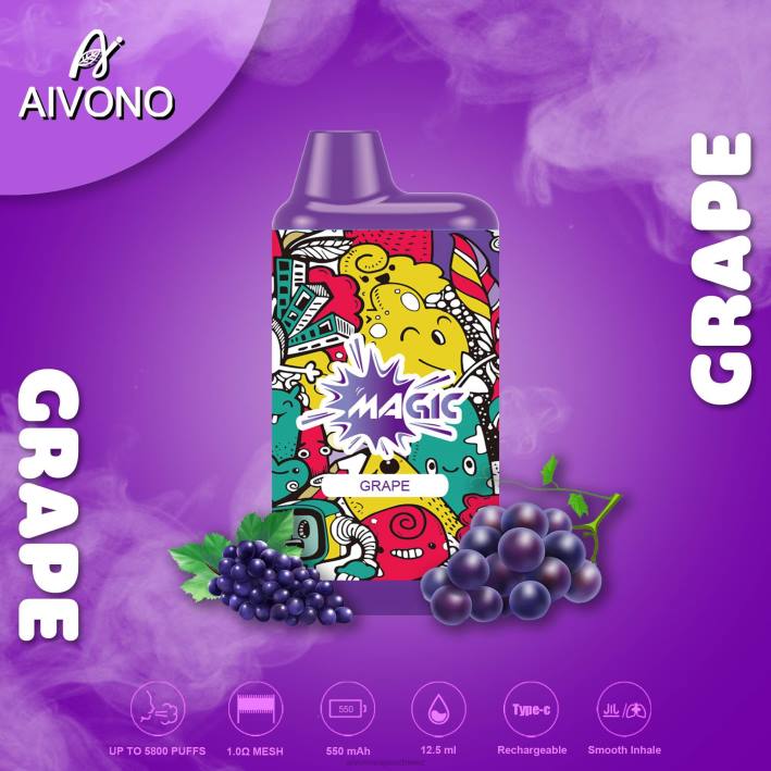 Aivono AIM MAGIC 5800 Mundbox-Zigarette Traube - 064092 Aivono Vape Schweiz